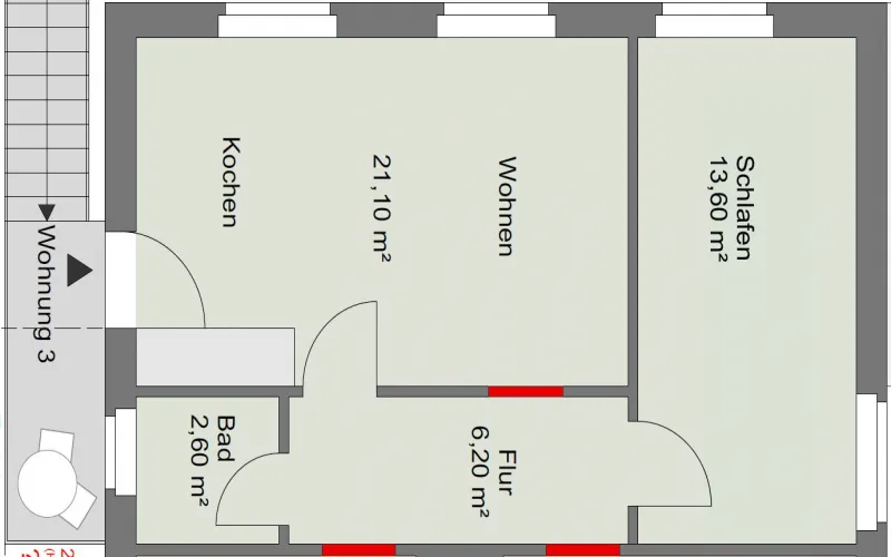 Apartment Bielefeld BI858 Bielefeld-Brackwede 1 Schlafzimmer Balkon  img12