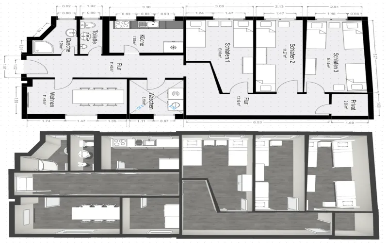 Apartment Minden MI848 Minden 98qm 3 Schlafzimmer, 7 Einzelbetten img11